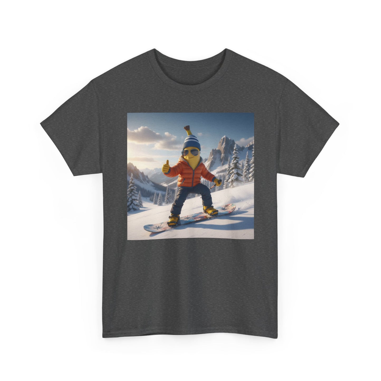 Snowboard Banana T-Shirt — Cute Winter Skiing Graphic Tee - Nanobanana.ai