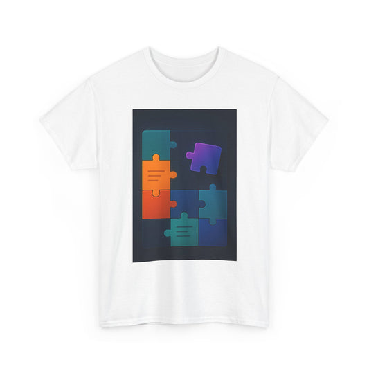 Puzzle Pieces Graphic Tee — Colorful Abstract Jigsaw Design