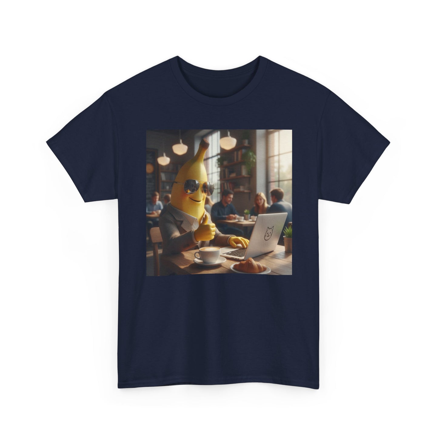Banana Character at Café T‑Shirt — Funny Coffee Shop Graphic Tee Nanobanana.ai