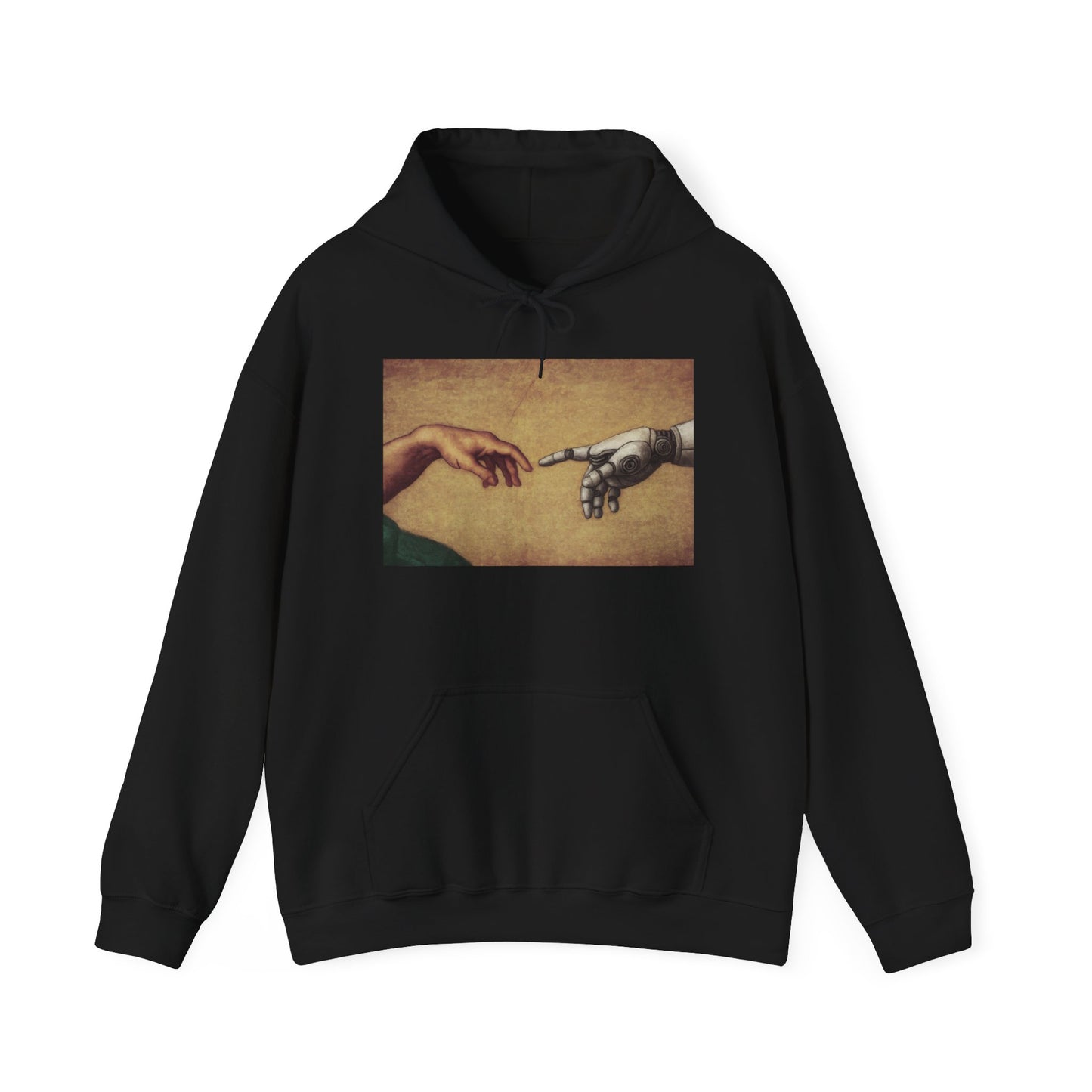 Artistic Hoodie with Michelangelo's Creation of Adam Design AI