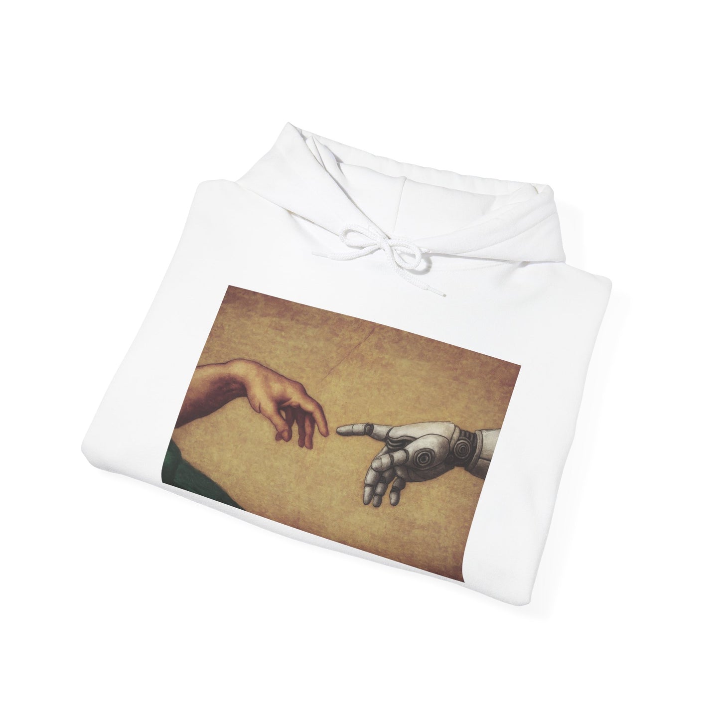 Artistic Hoodie with Michelangelo's Creation of Adam Design AI