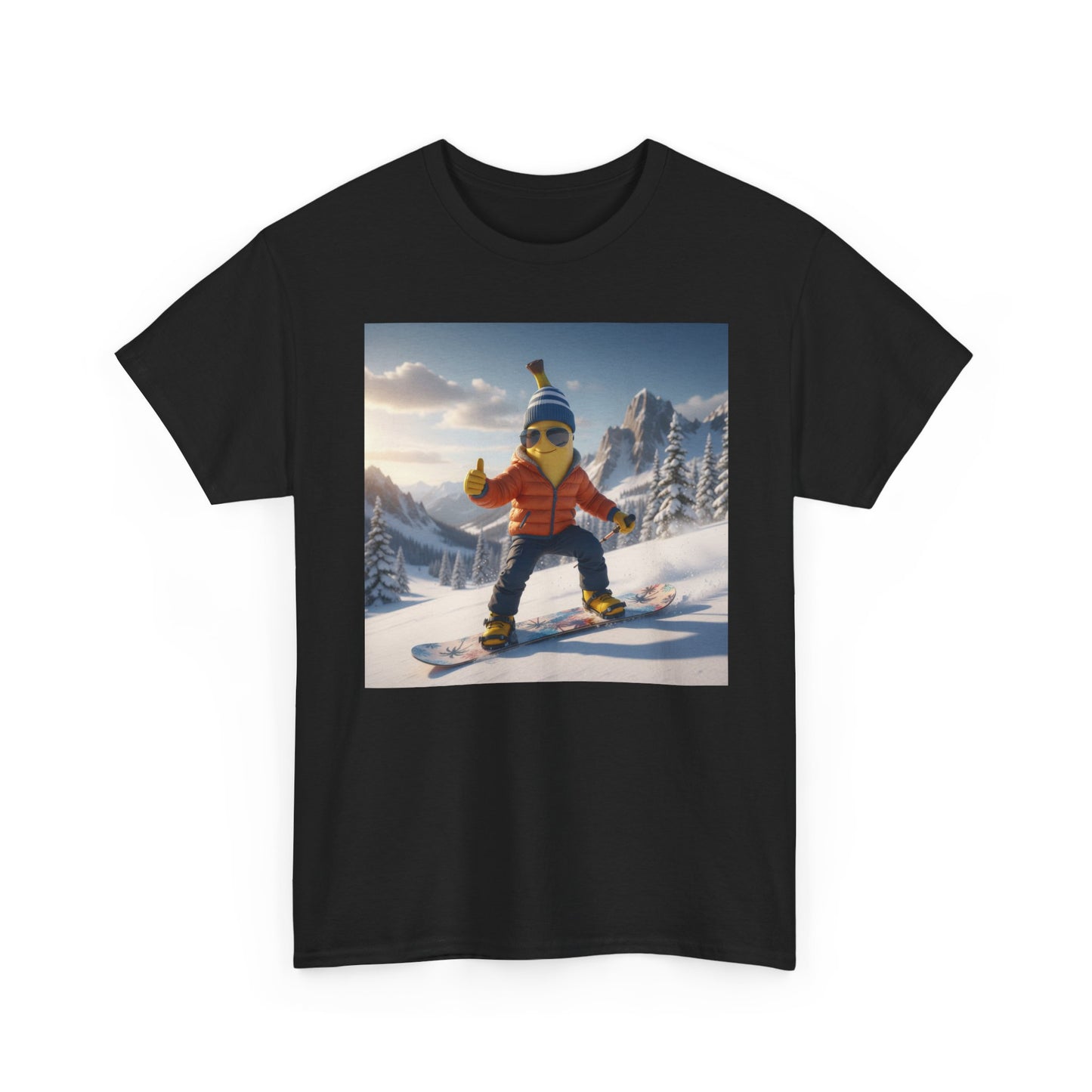 Snowboard Banana T-Shirt — Cute Winter Skiing Graphic Tee - Nanobanana.ai