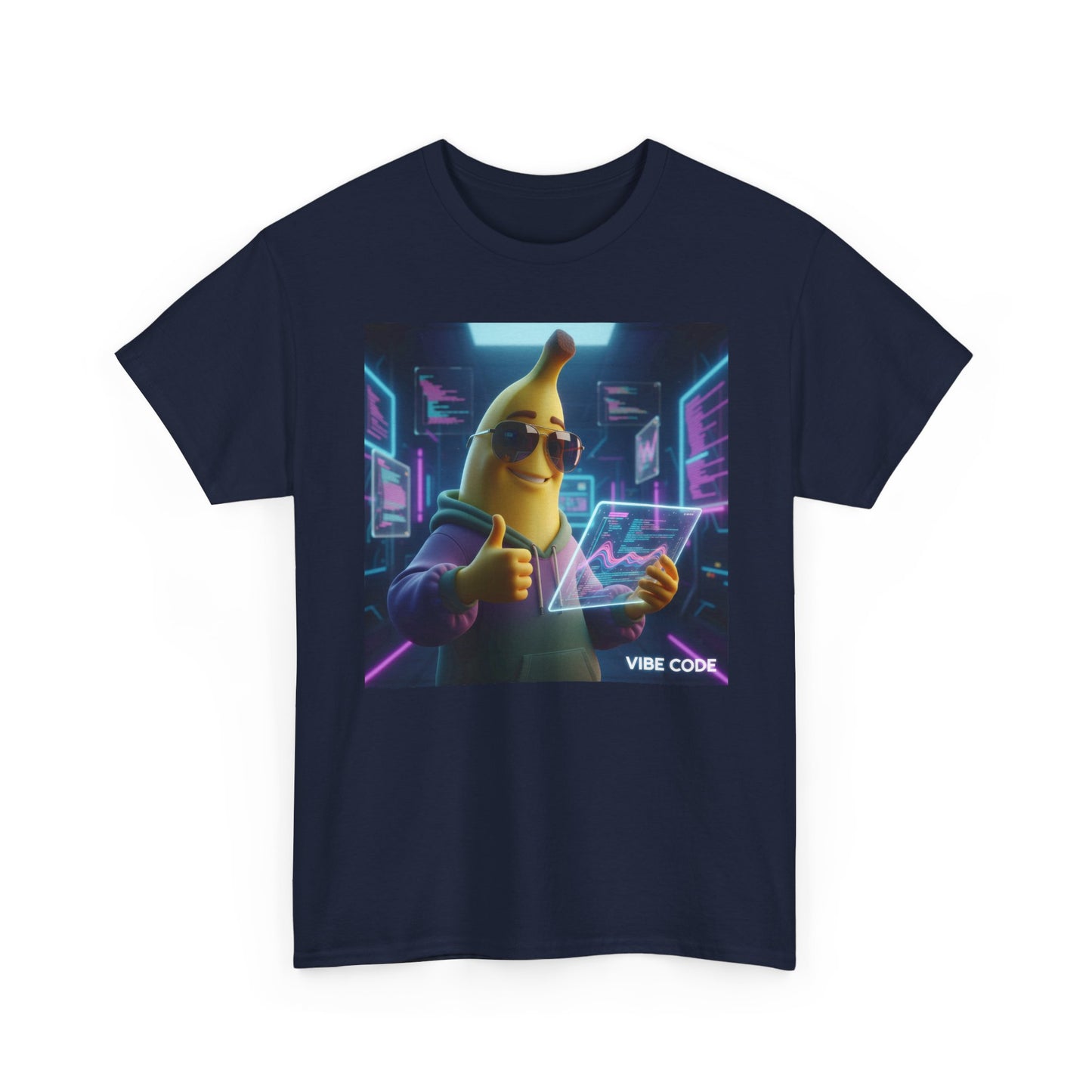 Retro Cyber Banana T‑Shirt — 'Vibe Code' Gamer Graphic Tee