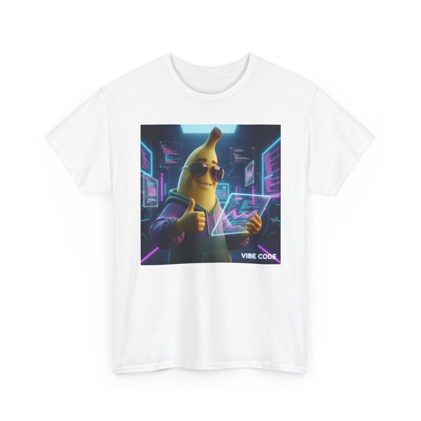 Retro Cyber Banana T‑Shirt — 'Vibe Code' Gamer Graphic Tee