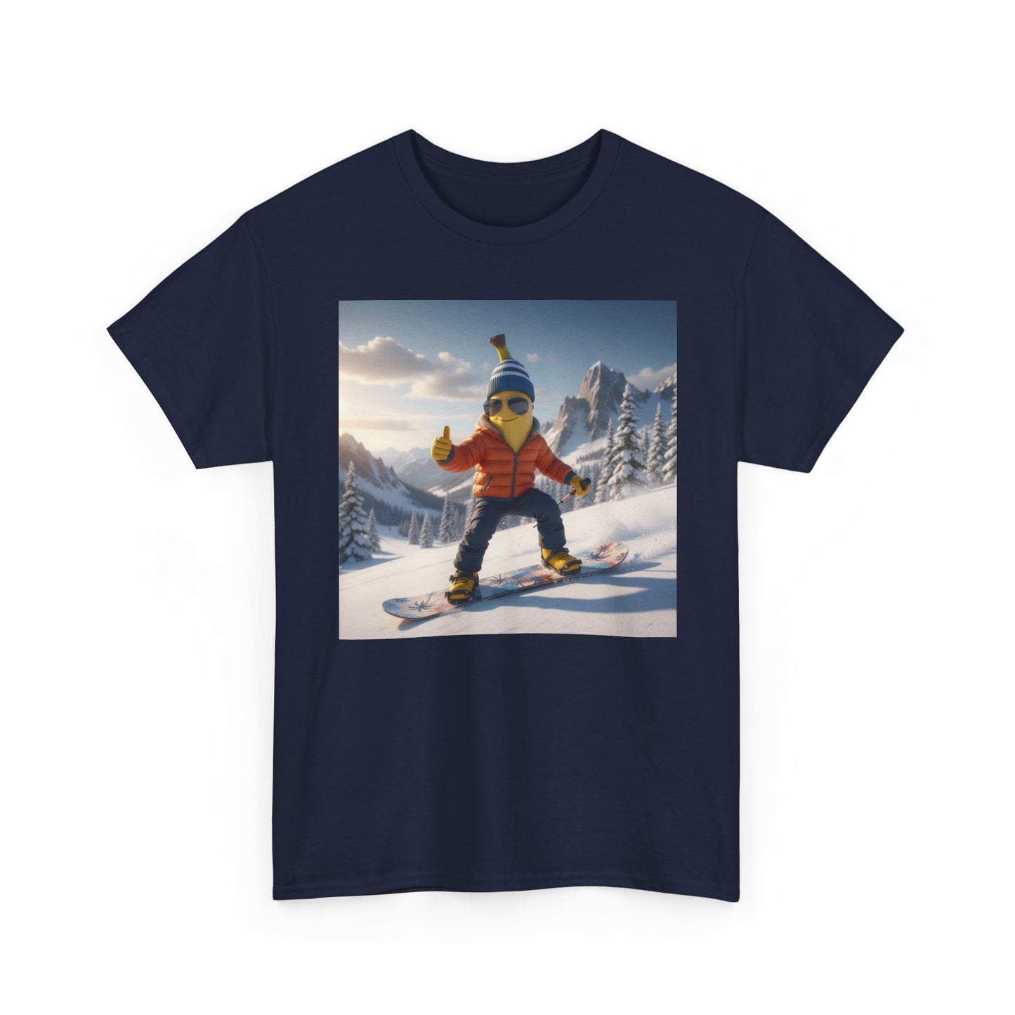 Snowboard Banana T-Shirt — Cute Winter Skiing Graphic Tee - Nanobanana.ai