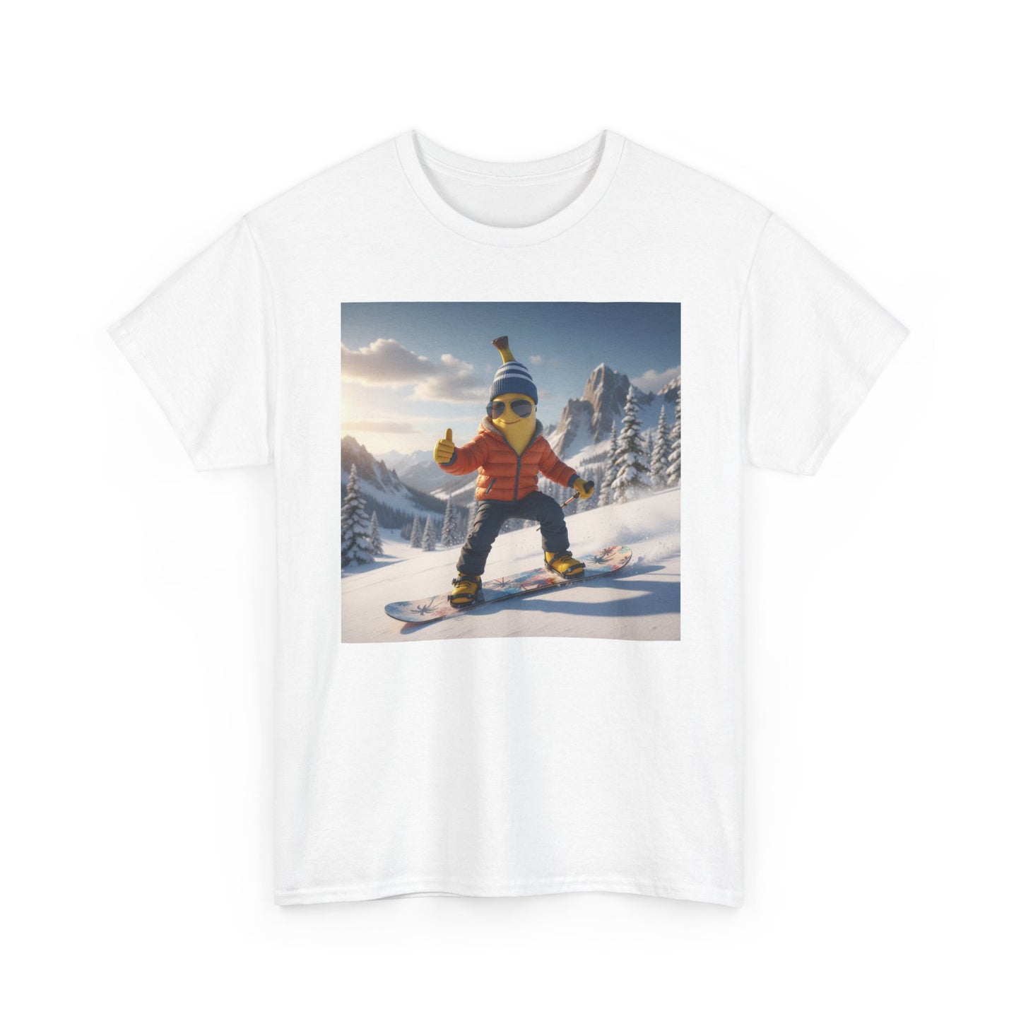 Snowboard Banana T-Shirt — Cute Winter Skiing Graphic Tee - Nanobanana.ai