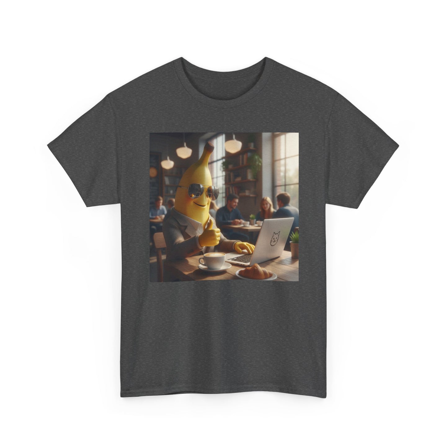 Banana Character at Café T‑Shirt — Funny Coffee Shop Graphic Tee Nanobanana.ai
