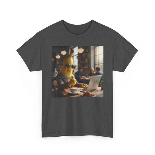 Banana Character at Café T‑Shirt — Funny Coffee Shop Graphic Tee Nanobanana.ai
