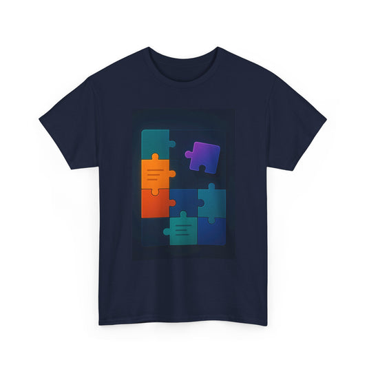 Puzzle Pieces Graphic Tee — Colorful Abstract Jigsaw Design