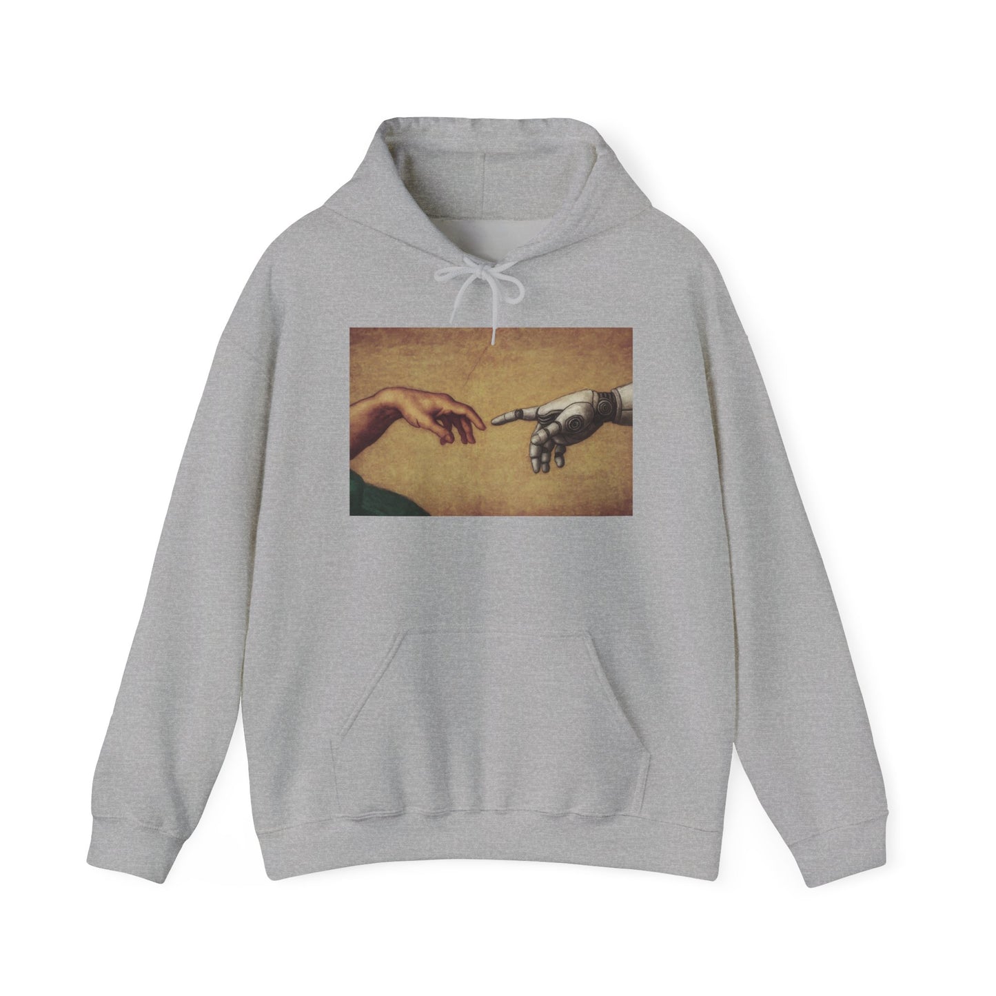 Artistic Hoodie with Michelangelo's Creation of Adam Design AI